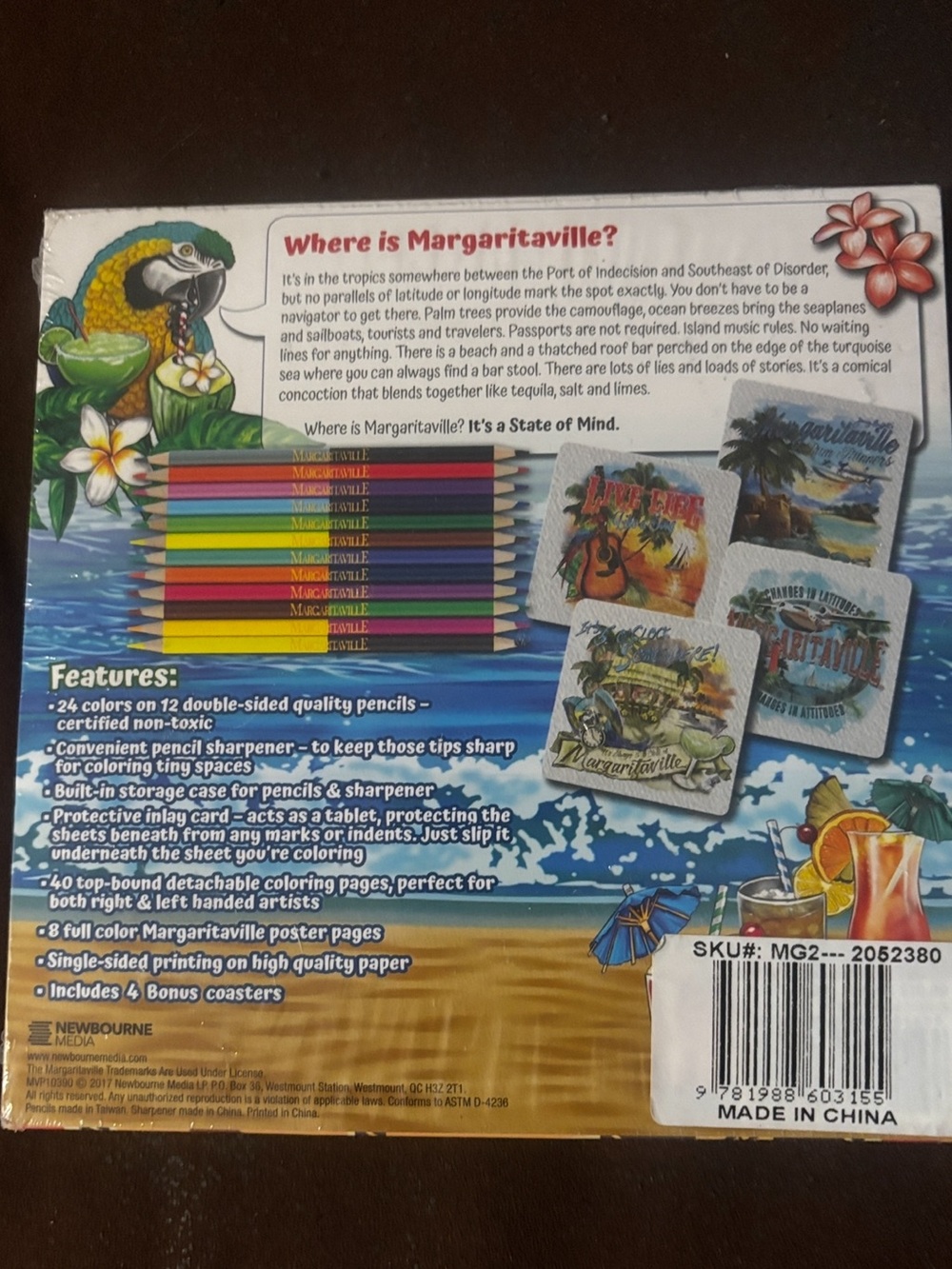 Margaritaville 5 O’Clock Somewhere Adult‎ Coloring Book w/ 4 Coasters New sealed - Picture 3 of 5